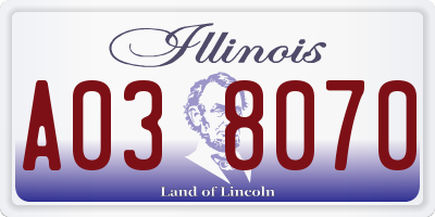 IL license plate A038070