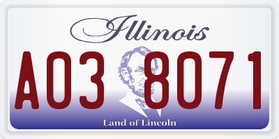 IL license plate A038071