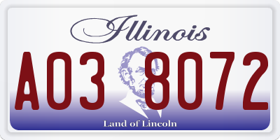 IL license plate A038072