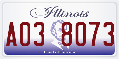 IL license plate A038073