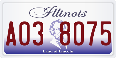 IL license plate A038075