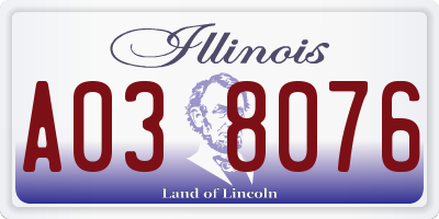 IL license plate A038076