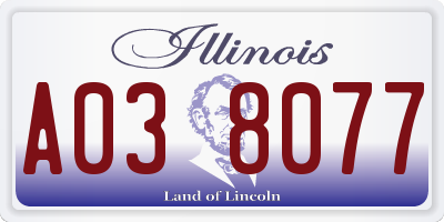 IL license plate A038077