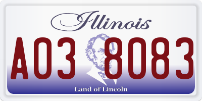 IL license plate A038083