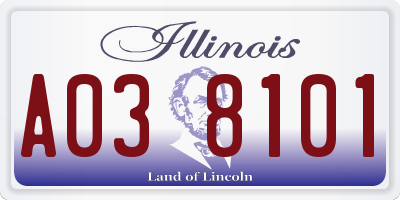 IL license plate A038101