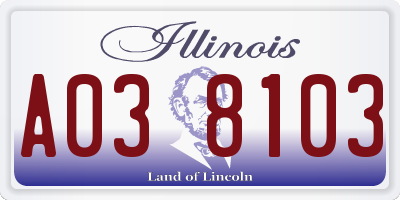 IL license plate A038103