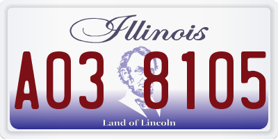 IL license plate A038105