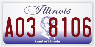 IL license plate A038106