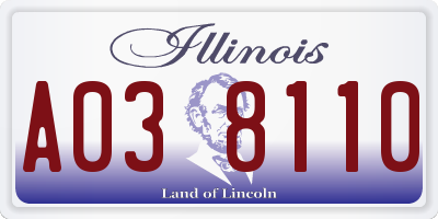IL license plate A038110