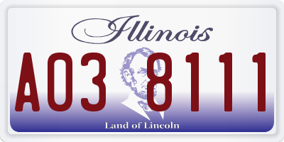 IL license plate A038111