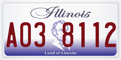 IL license plate A038112