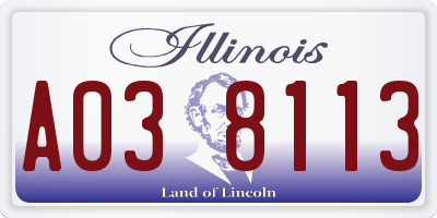 IL license plate A038113