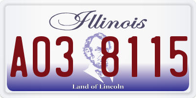 IL license plate A038115