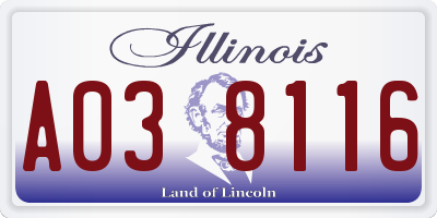 IL license plate A038116