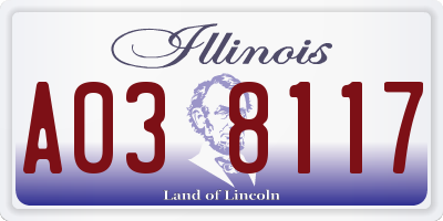 IL license plate A038117