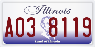 IL license plate A038119