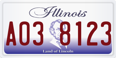 IL license plate A038123