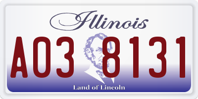 IL license plate A038131