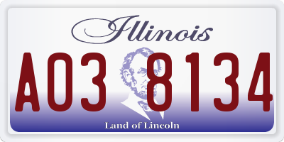 IL license plate A038134