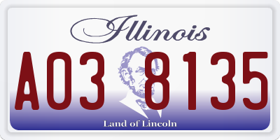 IL license plate A038135