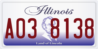 IL license plate A038138