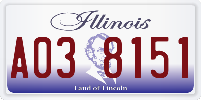 IL license plate A038151