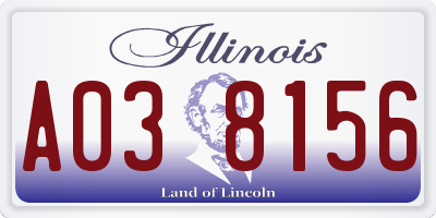 IL license plate A038156