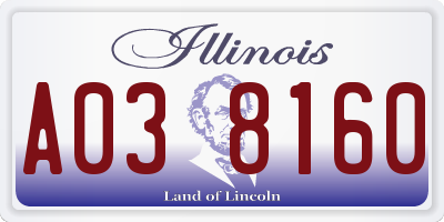 IL license plate A038160