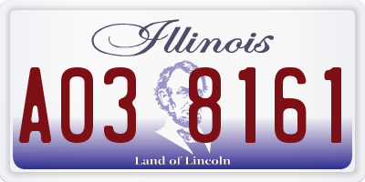 IL license plate A038161