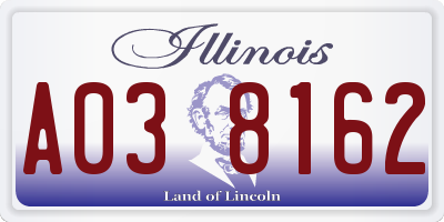 IL license plate A038162