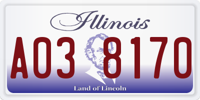 IL license plate A038170