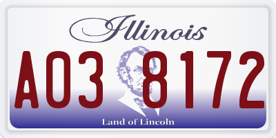 IL license plate A038172