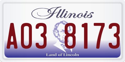 IL license plate A038173
