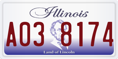 IL license plate A038174
