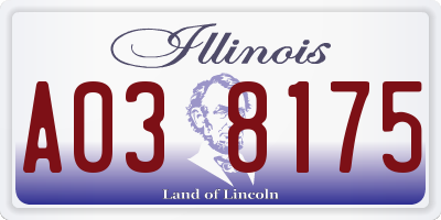 IL license plate A038175
