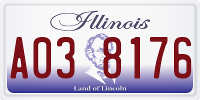 IL license plate A038176