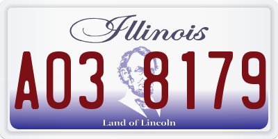 IL license plate A038179