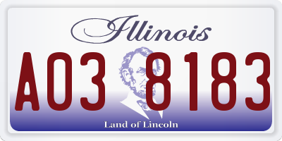 IL license plate A038183
