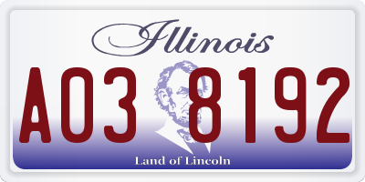 IL license plate A038192