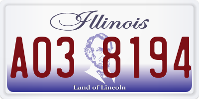 IL license plate A038194