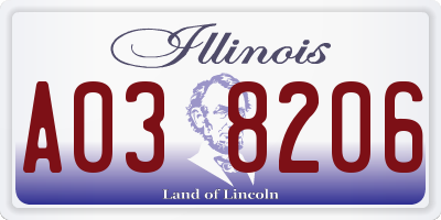 IL license plate A038206