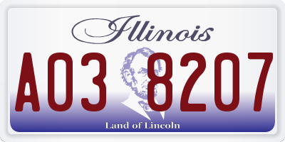 IL license plate A038207