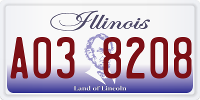 IL license plate A038208