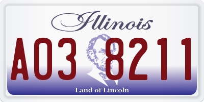 IL license plate A038211