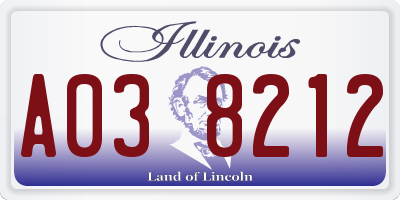 IL license plate A038212