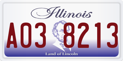 IL license plate A038213
