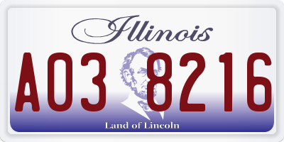 IL license plate A038216