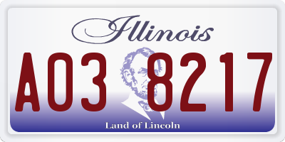 IL license plate A038217