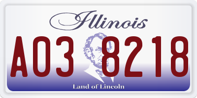 IL license plate A038218