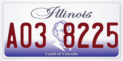IL license plate A038225